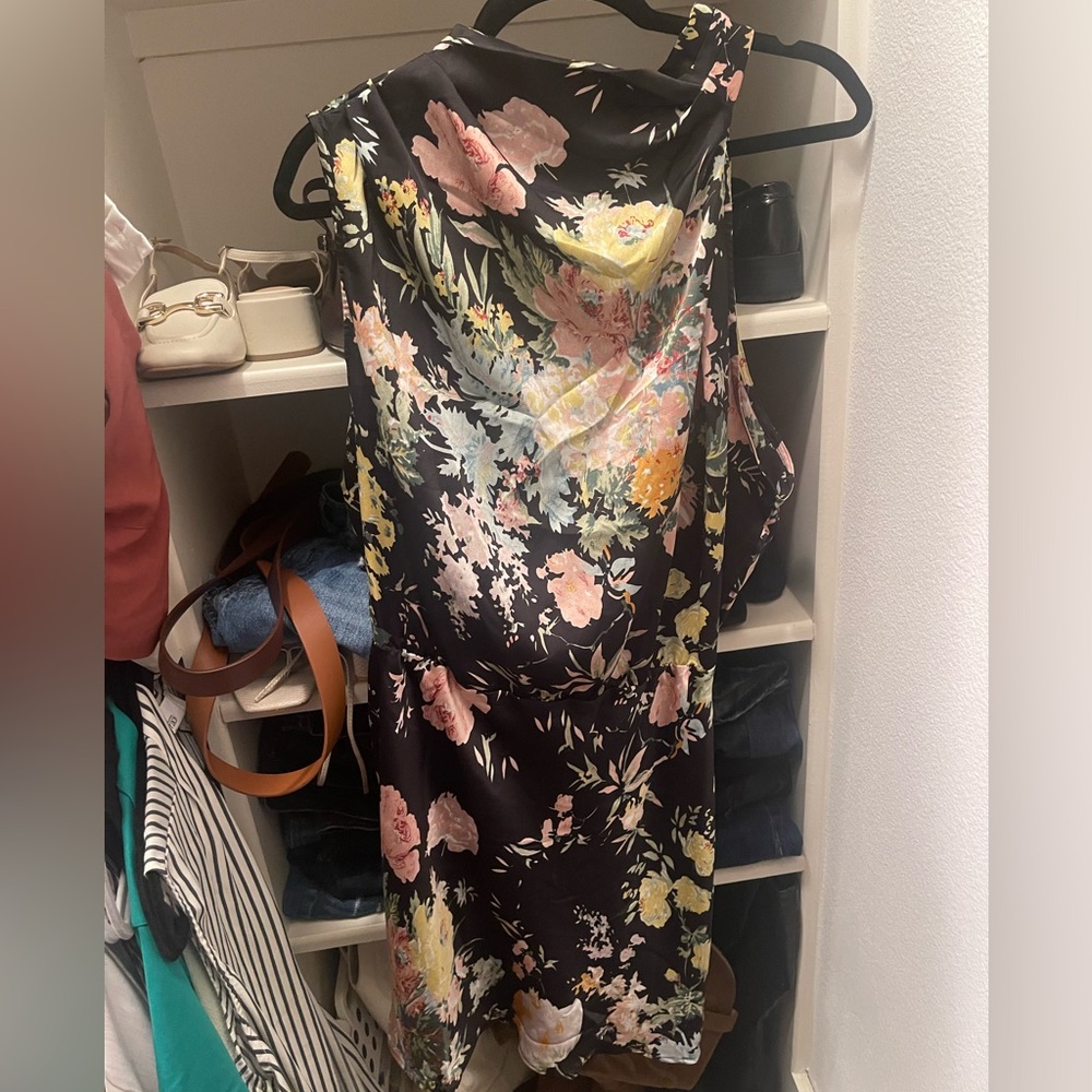 Petal & Pup One Shoulder Floral Dress - Black and Multicolor